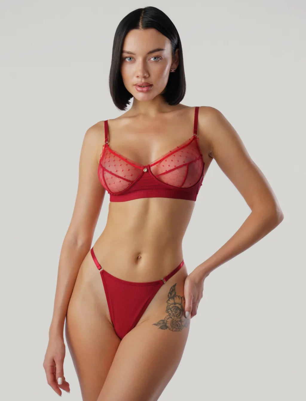 2-Piece Lace Bra & Thong Set | Soft Ribbed Lingerie in Multiple Colors