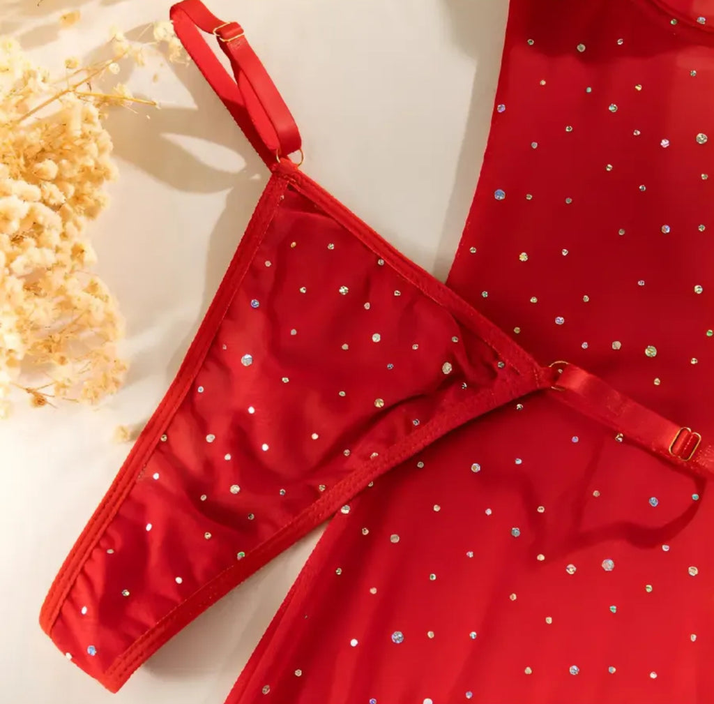 Three Worlds Rhinestone Bodysuit Set